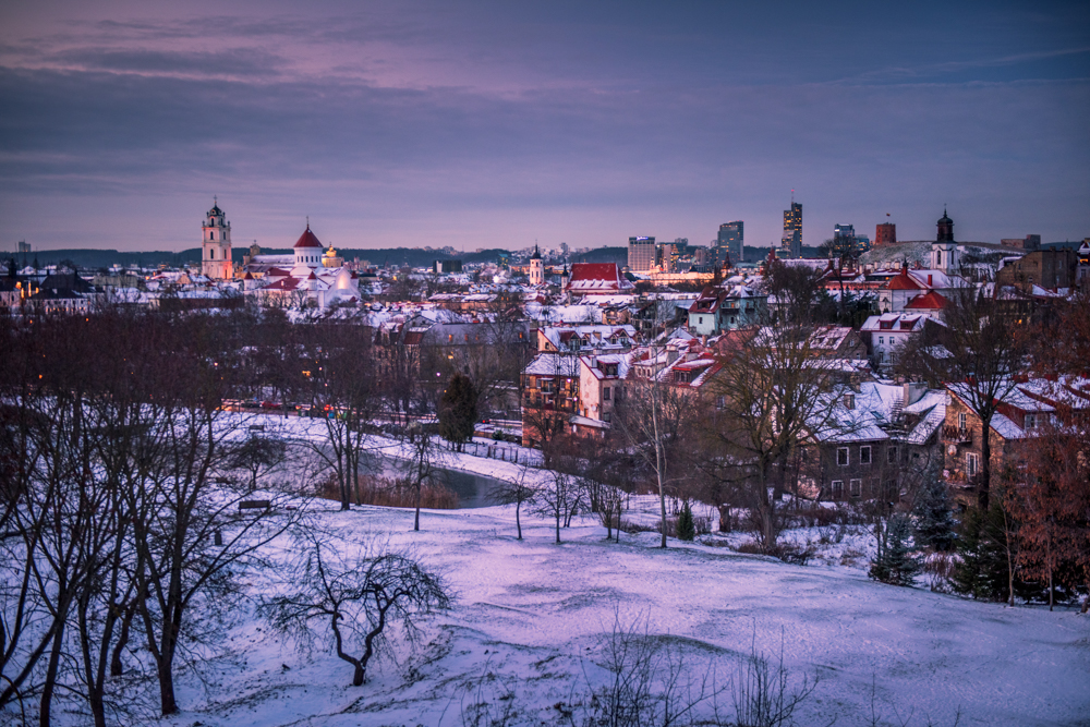 Subaciaus, punkt widokowy, panorama Wilna, Wilno zimą, punkty widokowe w Wilnie